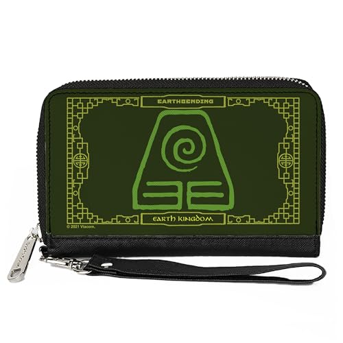 Buckle-Down Nickelodeon Wallet, Zip Around, Avatar the Last Airbender Earthbending Earth Kingdom Greens, Vegan Leather