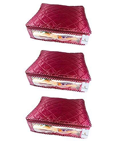 Kuber Industries Saree Cover , Wardrobe Organiser, Regular Cloth Bag Set Of 3 Pcs