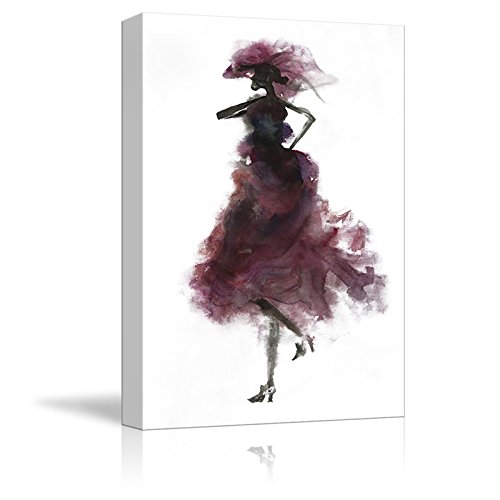 Amazon.com: wall26 - Canvas Wall Art - Fashion Lady Modern Woman Concept - Purple  Dress | Watercolor Painting Style Minimalism Art Reproduction - 12"x18":  Posters & Prints