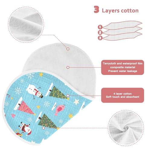 2 Pack Muslin Burp Cloths Christmas Santa Snowman Blue Cotton Baby Burp Cloths Absorbent Soft Burping Cloth Washcloths for Baby Boys Girls, Large 22" x 11"3