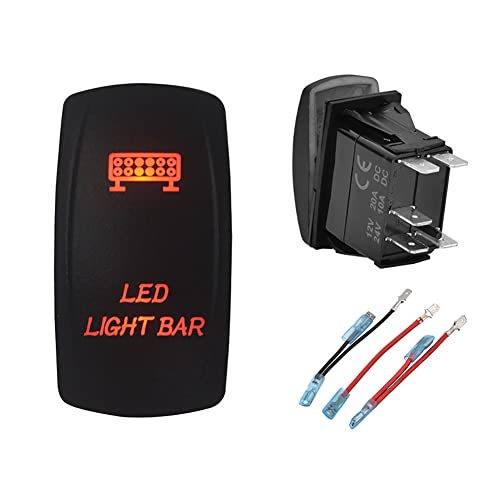 Image of Orange Backlit LED Light BAR Rocker Switch 5PIN ON-Off Laser Etched Toggle Switch for Car Marine Boat Dashboard