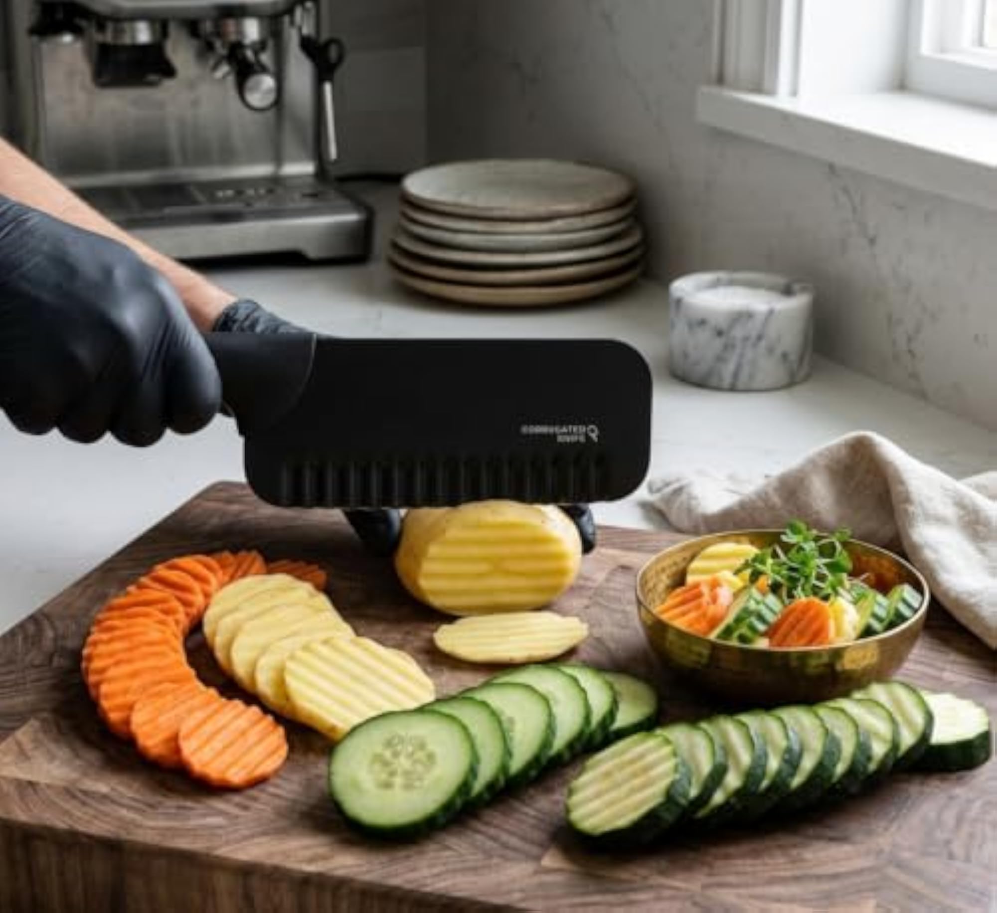 Knife Wolf Tooth Style Potato Wave Cutter, Ergonomic Tool