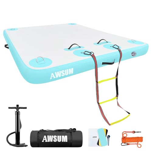 AWSUM 240x180x15cm Piattaforma Gonfiabile da Bagno Air Dock 240X180 cm, Piattaforma Galleggiante, Dock Gonfiabile per Lago, Piscina, Spiaggia, Oceano