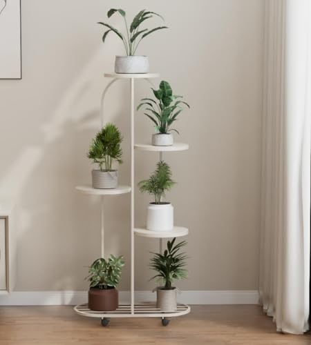 Dohera 植物を乗せる台 園芸ラック 観葉植物 棚 室内 移動 植木鉢台 鉄製 鉢置台 花台 キャスター付き ストッパー機能付 置き台 移動便利 床保護 おしゃれ 北欧 頑丈 耐久性 フロアフラワースタンド デコレーション フロアスタンディング 屋内