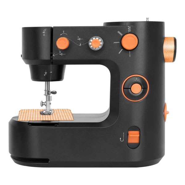máquina de coser eléctrica para principiantes con 5 programas de costura LED modo de funcionamiento, pedal, corte portátil, mini máquina de coser para ropa, pantalones (negro)