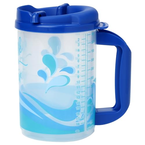 Image of Plum Hill Hospital Cup with Lid and Straw, Lightweight 20 Oz Bedside Mug | Large Water Cup with Measurement Markers, Medical Water Bottle, Clear Plastic Mug