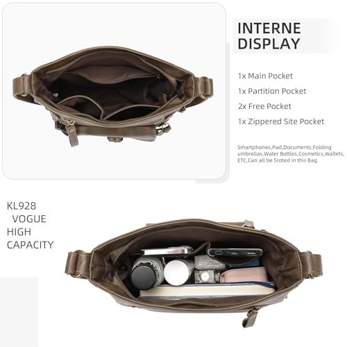 Image of Crossbody Bags for Women Medium PU Leather Multi Pocket Shoulder Purses