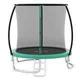LIFEZEAL Trampolin Outdoor, Ø 244 cm Gartentrampolin mit Sicherheitsnetz, Leiter und Stahlrahmen,...