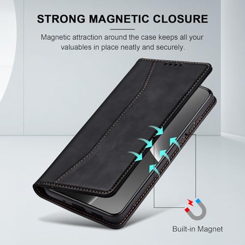 Image of Jasonyu Cover for Xiaomi 15 Ultra Flip PU Leather Case, Book Wallet Cover, Stand Function, Magnetic, Card Slots, TPU Bumper Case (Black)