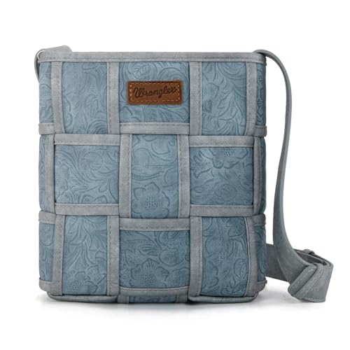 Image of Wrangler Woven Crossbody Bag for Women Vintage Floral Tooled Cross Body Purse