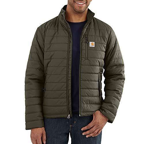 Carhartt Mens Rain Defender Relaxed Fit Lightweight Insulated Jacket (Big & Tall) Work Utility Outerwear, Moss, Large Tall US
