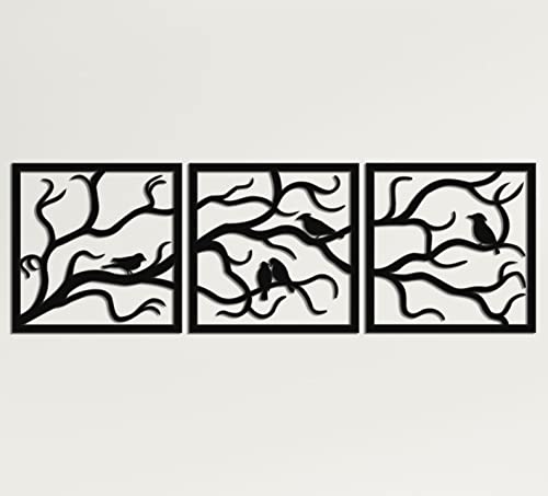 Charming Birds on Branch Metal Wall Art