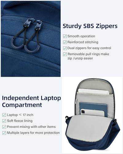 Image of HanTrip Carry On Travel Backpack for Women Men, 30L Medium Work Backpack for Commuter College Water Resistant Bookbags, Navy Blue