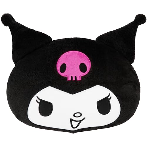 Image of Hello Kitty Sanrio Plush Cushion Pillow, Plush Throw Pillow Fluffy Cushion Kawaii Decor Cinnamoroll Kuromi, Gifts for Teens, Women (Black Kuromi, L12.4 x W11)