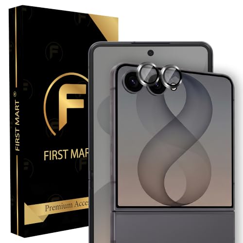 Image of FIRST MART Black Camera Ring Guard Protector for Samsung Galaxy Z Flip 8 | Tempered Glass with Metal Alloy Rings, HD Clear, Scratch Resistant, Case-Friendly | Pack of 1