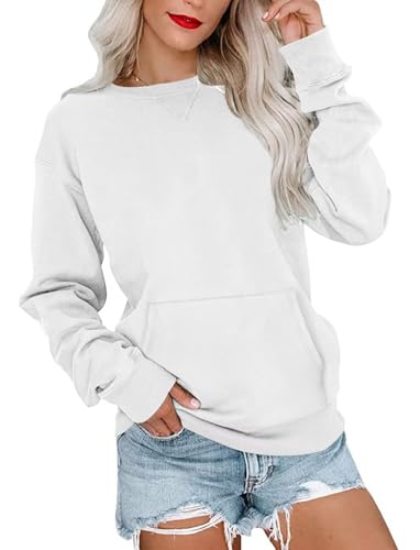 Image of Ovanviso Womens Long Sleeve Sweatshirt Casual Crewneck Cute Pullover Tops Lightweight Sweatshirt with Pocket