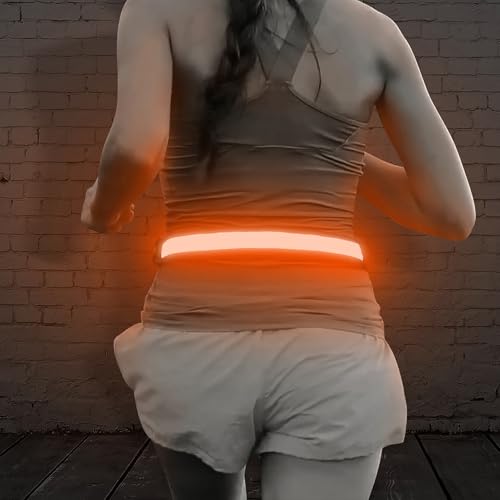 Illumifun LED Running Waist Belt, USB Rechargeable Light Up Waistband, High Visibility Safety Belt for Running, Jogging, Biking, Camping, Walking (Orange)