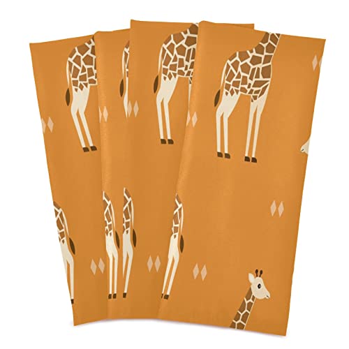 Kigai Funny Giraffes Kitchen Towels 18X28Inch Ultra Soft Absorbent Quick Drying Kitchen Dish Towels Washable Cleaning Cloths Hand Towels Tea And Bar Towels, 4 Pack #TOP1