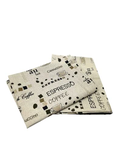 Ger3as 2er-Set: Gourmet Geschirrtücher Küchenhandtücher Leinen/Baumwolle Handtücher Tücher 47x70 cm Halbleinen Stonewashed Jacquard oder Bedruckt (Kaffee)