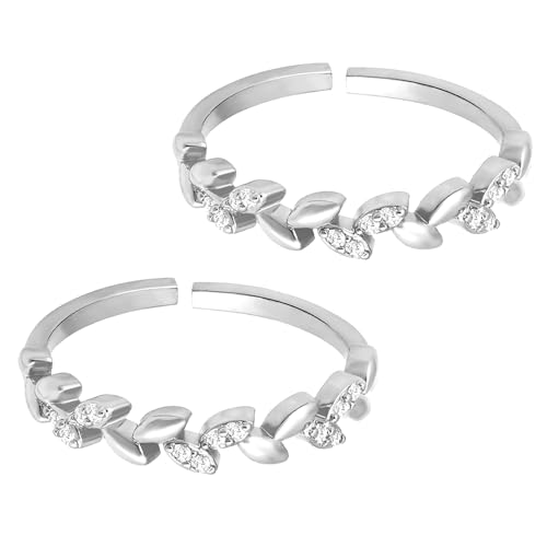 Image of Peora Cubic Zirconia Studded Adjustable Toe Ring Bichiya Stylish Fancy Daily Regular Jewellery for Women