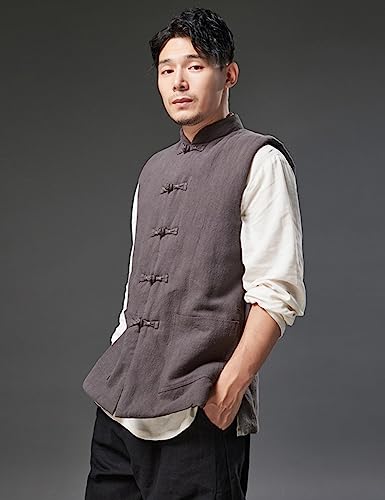 Ystylee Men's Winter Warm Outdoor Padded Vest Thick Quilted Chinese Tang Suit Sleeveless Jacket Outwear3