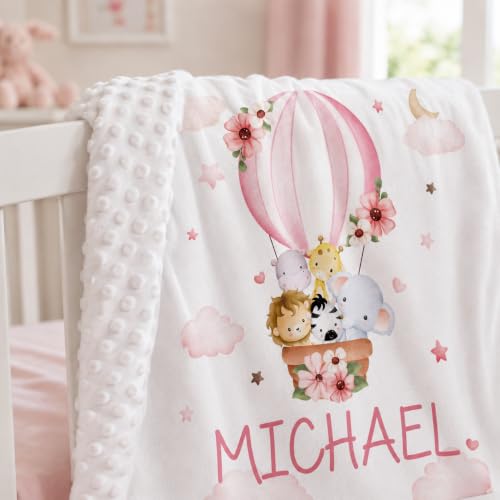 Image of Personalized Baby Blanket for Girls, Custom Nursery Blanket with Name, 30 x 40 Inch Soft Minky Blanket for Baby Toddlers, Newborn Print 04
