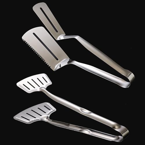 Vastsea 2 Pezzi Pinze per Bistecca per Carne, Pinza per Grill, Pinze da Cucina In Acciaio Inossidabile, per Spaghetti, Bistecca, Salsiccia, Arrosto (Due Stili)