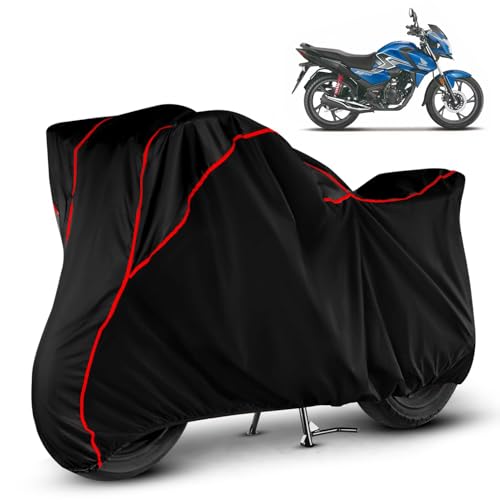 Image of Heavy Duty Waterproof Bike Cover for Honda SP 125 | All Weather Protection from Rain, Dust, Sun & Scratches | Universal Fit for All Bike & Scooty | Black Red Piping | SP 125 Bike Cover