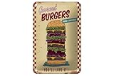 Femer Cartel de chapa con texto "Reklame", 12 x 18 cm, diseño de hamburguesas gourmet