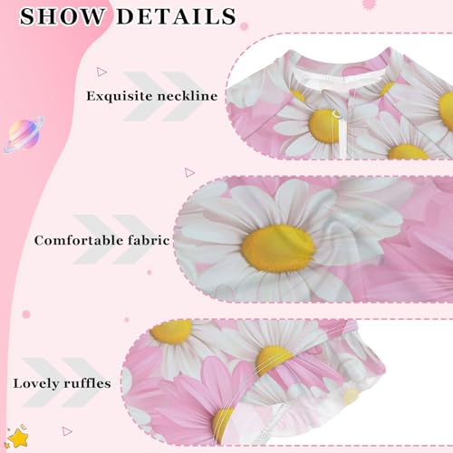 Girl Swimsuit Long Sleeve Sweet Daisy Valentines Rash Guard Swimsuits Sun Protection Kids Bathing Suit4