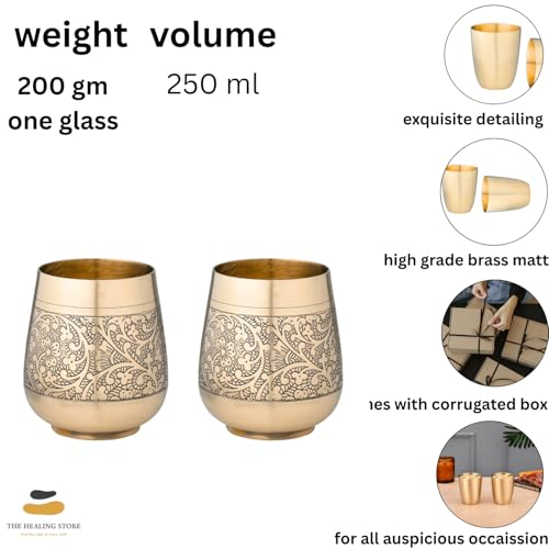 Image of THE HEALING STORE Bronze Kansa Glass, 200 ml Capacity, Gold, Medium Size (Glass 5)