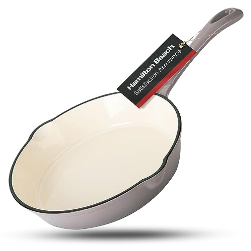 Hamilton Beach Enameled Cast Iron Fry Pan 8-Inch Navy (Gray, Fry 8-Inch)