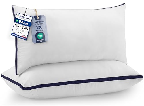 Utopia Bedding Almohadas (2 Unidades), 40 x 80 cm Tela de Microfibra con Relleno de poliéster 3D, Transpirable y Suave (Azul Marino)
