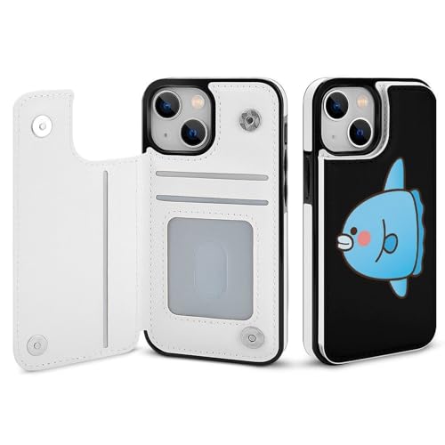 適用 iPhone15Pro用ケース 手帳型 かわいい マンボウ スマホケース カード収納 スタンド機能 アイフォン15Proケース 耐衝撃 PUレザー カバー 財布型 Case