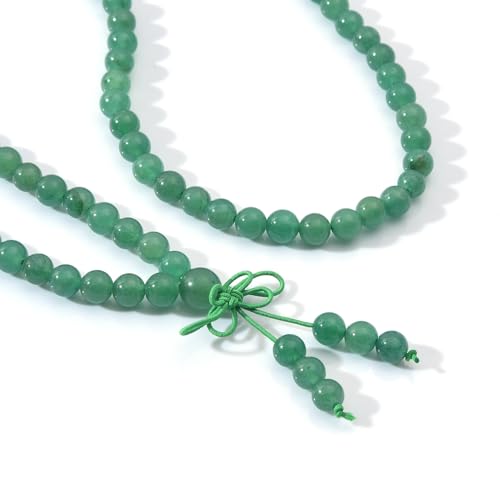 108 Mala Prayer Beads Bracelet 6mm Genuine Gemstone Healing Crystal Stone Beaded Bracelet Buddhist Tibetan Handmade Knotted Elastic Necklace for Yoga Meditation Unisex Women Men3