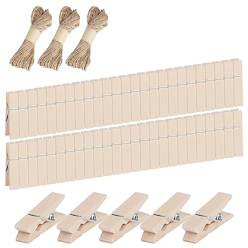 ONLYQIQIU 100PCS Mini Wooden Pegs 3.5CM Photo Display Clips
