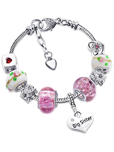 Hicarer Big Sis Gift Shiny Bracelet Girls Crystal Charm Bangle Jewelry Wristband With Gift Box Set For Lady (Lower Rhinestone) #TOP19
