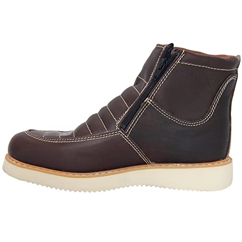 Men's Double Zipper Moc Leather Work Boot (10.5, Café)3