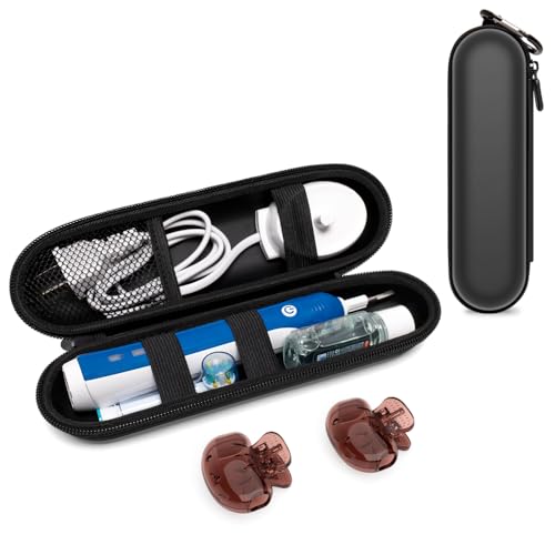 Estuche de Viaje para Cepillo Eléctrico Compatible con Oral-B/Philips Sonicare/Colgate y la Mayoría de Otras Marcas de Cepillos Eléctricos, Incluye 2 Cubiertas Universales para Cabezales, Negro