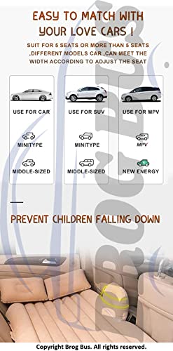 Image of BROGBUS Car Travel Vehicle Inflatable Cushion Car Mattress with Two Pillows Car Pump and Rep Tikki for Car Travel (53.5 x 32.2 x 16.5 Inches, Cream)