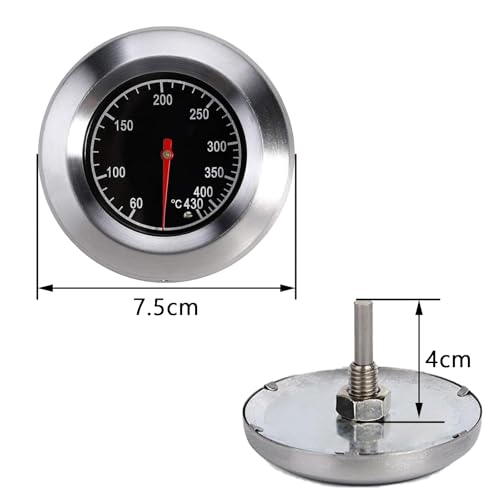 1 Stück Edelstahl-Röstthermometer Grillthermometer, Gasgrillthermometer 60-430℃ / 100-800℉ Grillthermometer für alle Grills, Backofen und Grillwagen