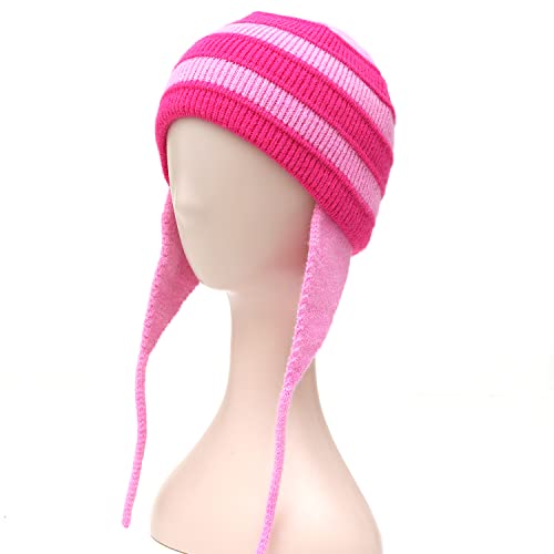 Knitted hat Women Winter Peruvian Cover Ears Pink Striped Beanie Hat Sherpa Hats Knit y2k Halloween Cosplay Costumes2