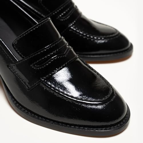 Image of SHODENSE Women Vintage Chunky Heel Loafers Pumps Platform Round Closed Toe Oxford Shoes Burnished Patent Matte Suede Slip On Dress Loafer Block Stacked Heels Office Formal Work Business 4-11 M US