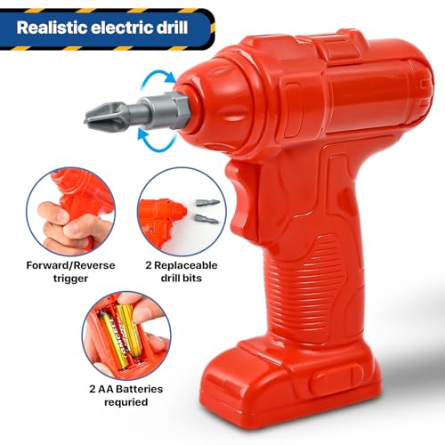 Mugeymyd BOHUA02 Kids Tool Bench Set With Electric Drill And Realistic Tool, Pretend Play Construction Workbench Toys For Toddlers thumb #2