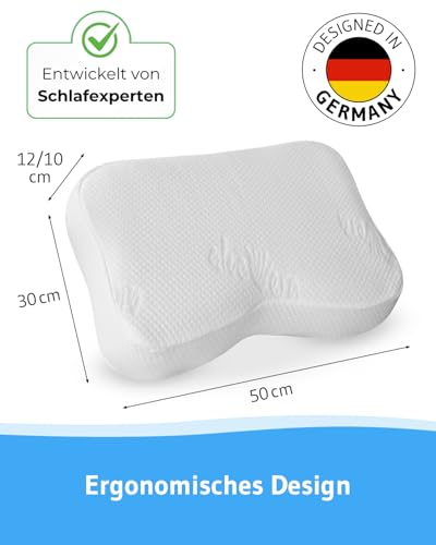 Nackenstützkissen Recovery mit pflegendem Aloe Vera Kissen-Bezug | HWS-Kopfkissen für aktive...