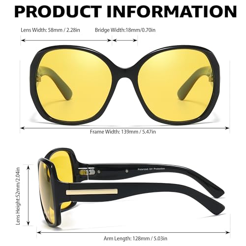 SIPHEW Oversized Night Driving Glasses for Women, Polarized Yellow Lens Reduces Headlight Glare & Eye Strain for Nighttime4