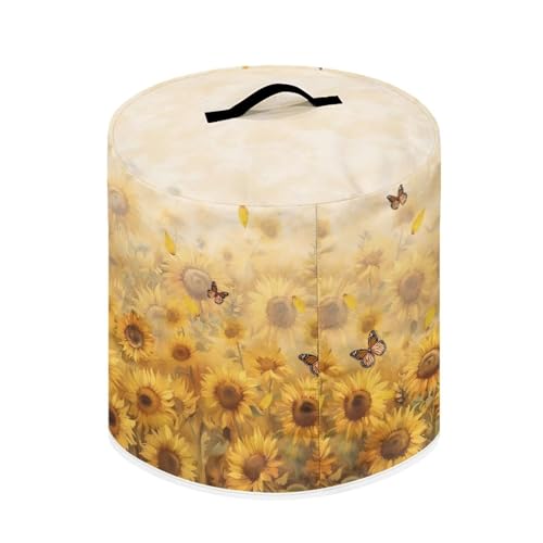 Image of Sunflower Pattern Pressure Cooker Dust Cover 6-Quart Air Fryer Cover Round with Carrying Handle and Accessory Pouch Kitchen Appliance Cover for Rice Cooker Crock Pot Gift for Wife