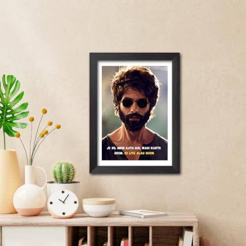 Image of TenorArts Kabir Singh Quotes Poster Bollywood Movie Vector Art Vector Art Posters Photo Framed Painting With Black Wooden Textures (12inches x 9inches)