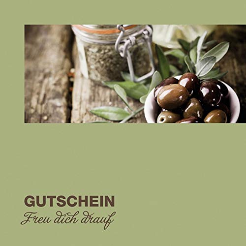 Preisvergleich Produktbild 1 Verpackungseinheit (12 Stück) Gutschein Olivenmit KuvertL 120 mm x B 120 mm