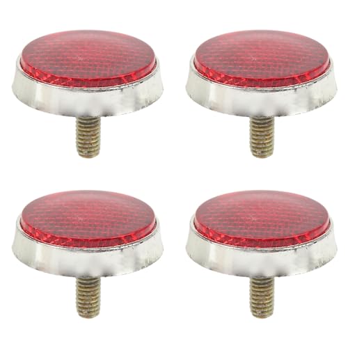 Mbeysaq M6 42mm Red Round Reflector Safety Lights 4 Pack for Motorcycles ATV Scooters Bikes